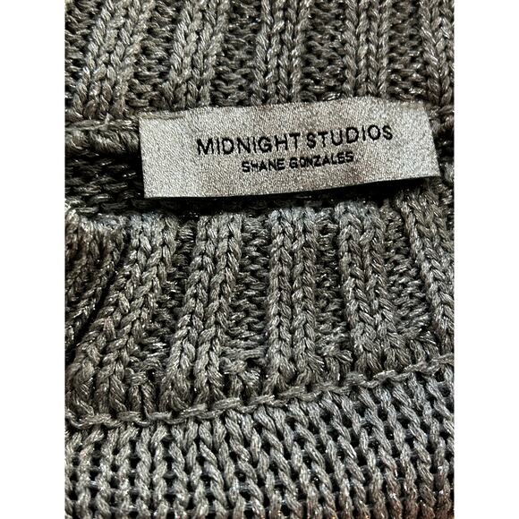 Midnight Studios Shane Gonzalez Men's Silver Baby Face Sweater Size M - Picture 11 of 11